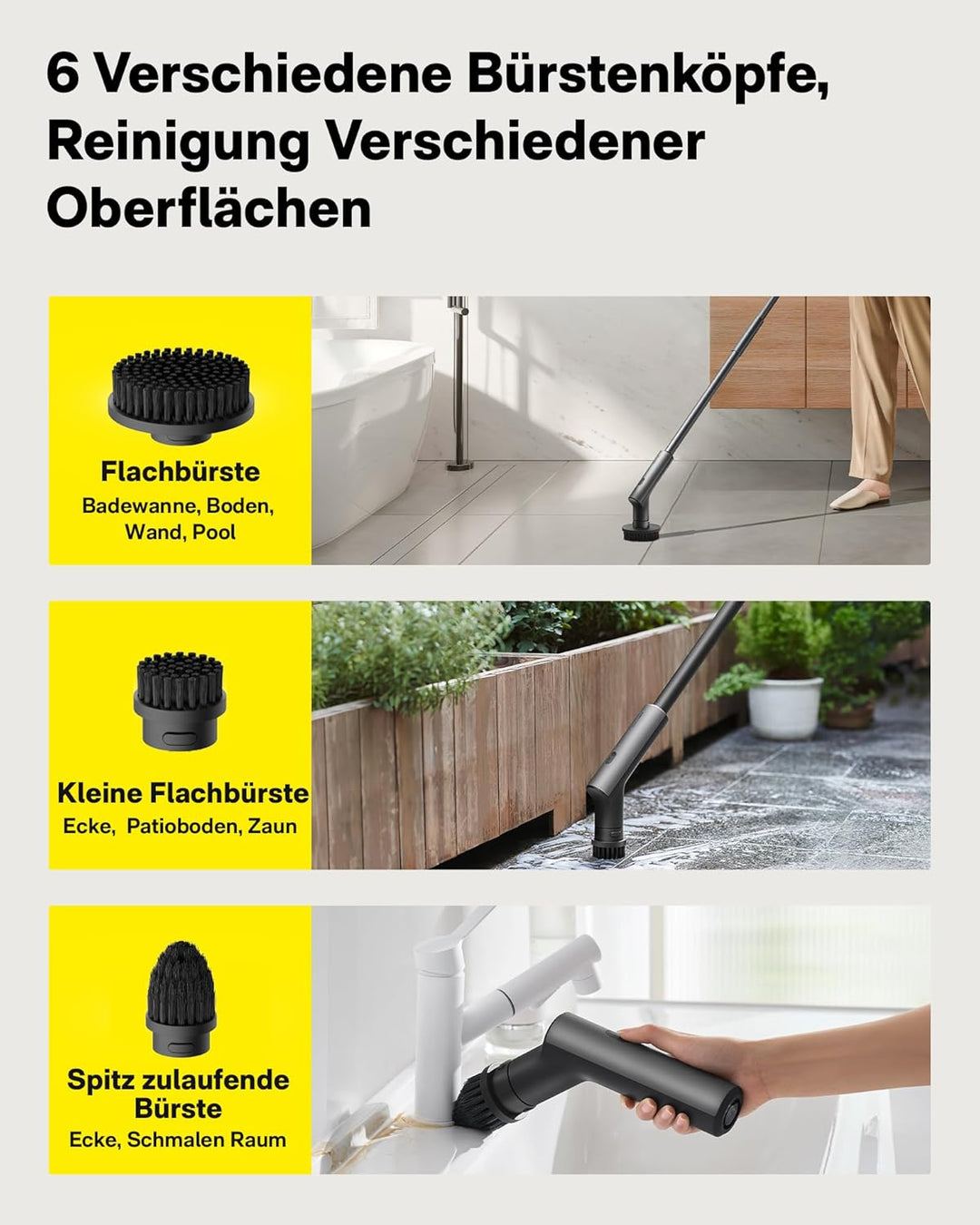 HOTO Ersatzbürstenköpfe für Elektrische Reinigungsbürste, 3 Stück
