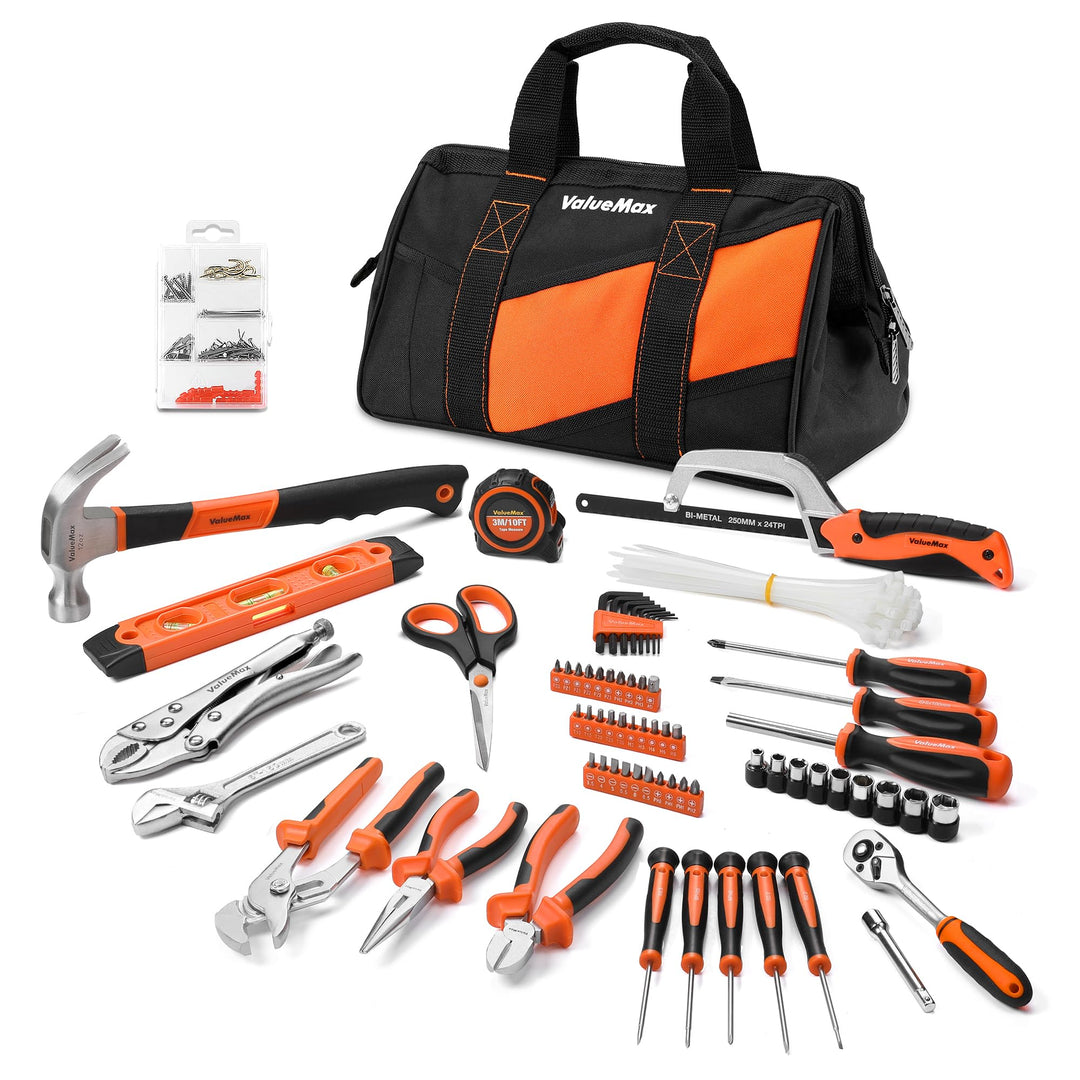 ValueMax Werkzeugset 219tlg, Werkzeugtasche bestückt, tägliche Werkzeuge, Werkzeugsatz für Haushalt,