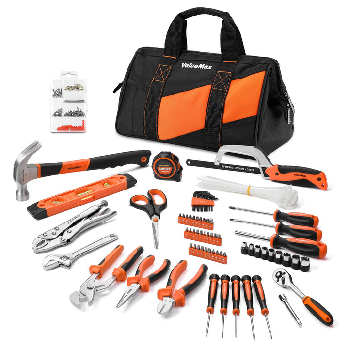 ValueMax Werkzeugset 219tlg, Werkzeugtasche bestückt, tägliche Werkzeuge, Werkzeugsatz für Haushalt,