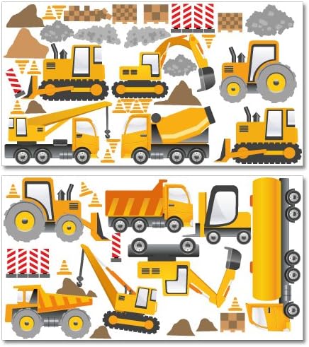 Wandkings Baumaschinen Wandsticker Megapack Set, 58 Aufkleber, Gesamtfläche 260 x 70 cm