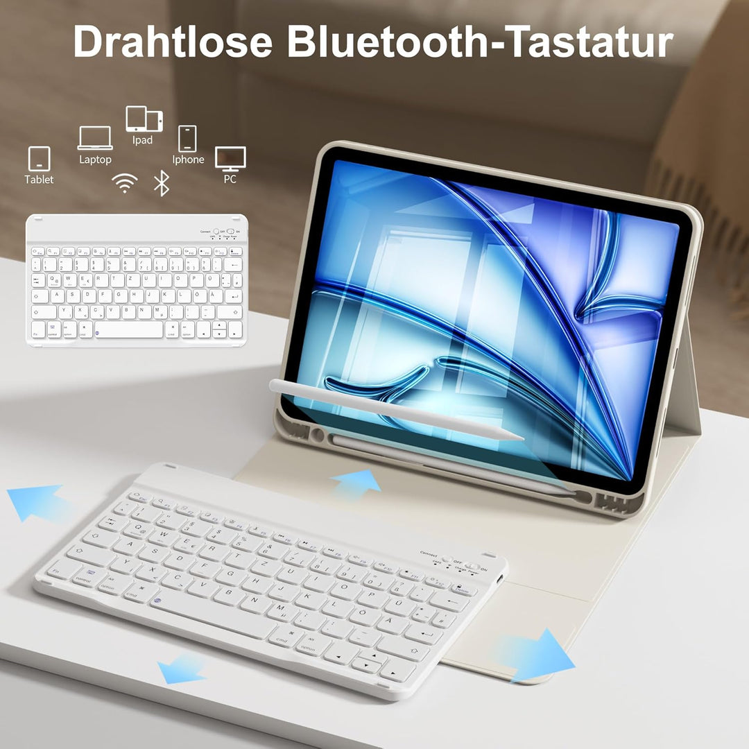 Hülle mit Tastatur für iPad Air 11 Zoll M3 2025 M2 2024/Air 5 Generation 2022 4 Gen 2020 10,9 Zoll,