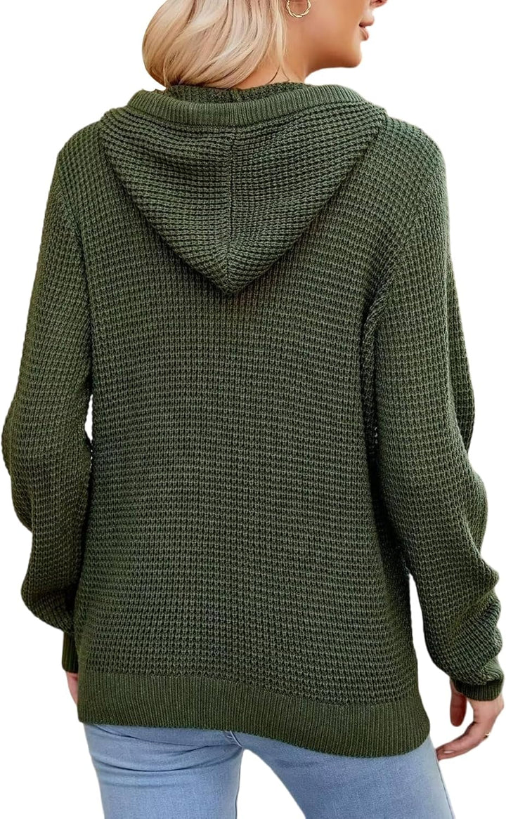 TrendiMax Hoodie Damen Strickpullover Kapuzenpullover Herbst Übergangs Sweatshirt Langarm Pullover D