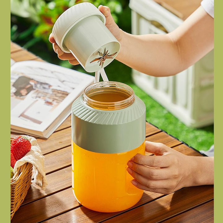 Tragbarer Mixer 1 L, Doppeldeckel Smoothie Maker mit 10 Klingen, USB Wiederaufladbar Kabelloser Blen