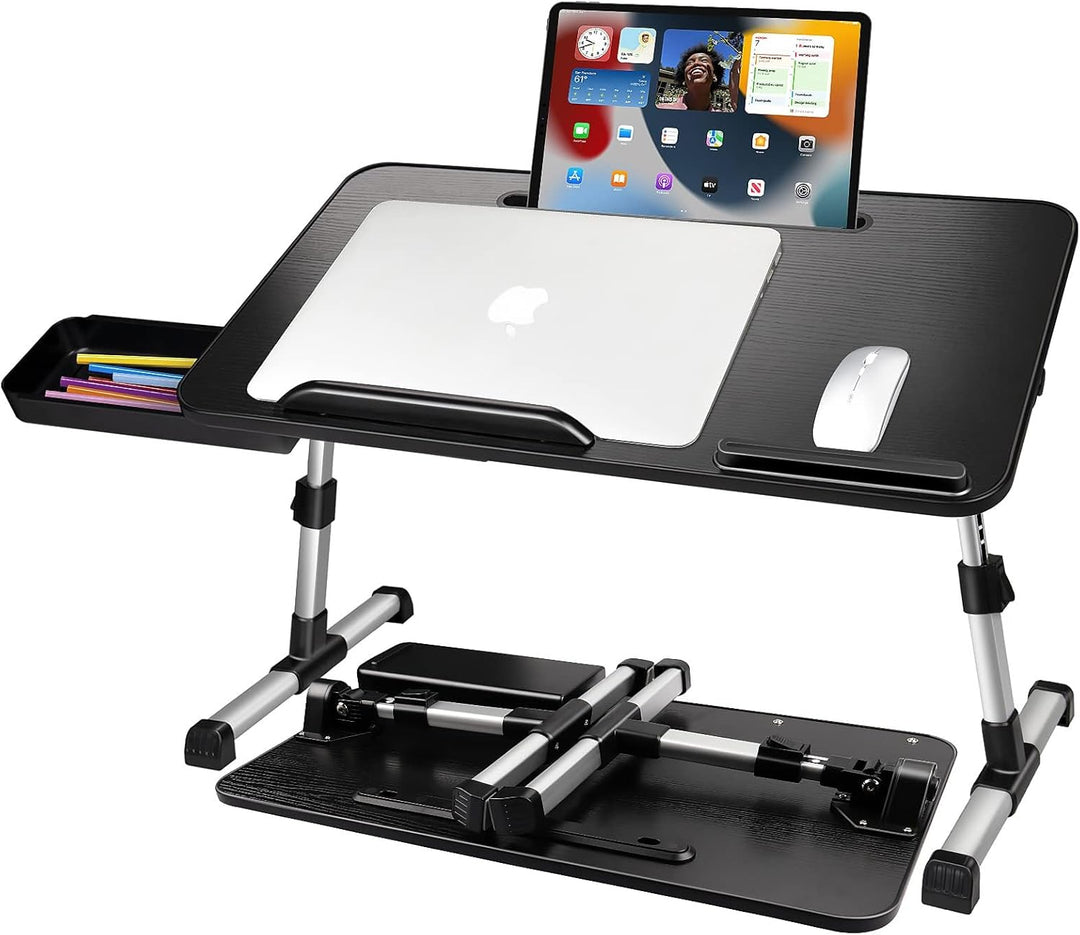 AirOpen Laptoptisch fürs Bett, Höhenverstellbar, Neigungswinkel, Klappbar Betttisch mit Schublade, P