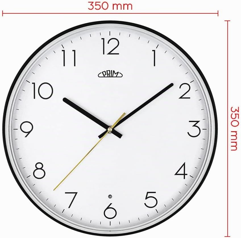 PRIM Sense Leuchtende Design Kunstoff Wanduhr, Weiss/Schwarz, Licht- und Geräusch-Sensor, Quarz-Uhrw