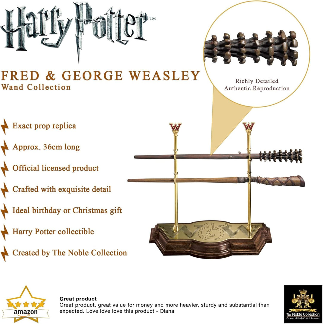 The Noble Collection Harry Potter Weasley Zauberstab-Kollektion mit Präsentationsständer, 43 cm, Kun
