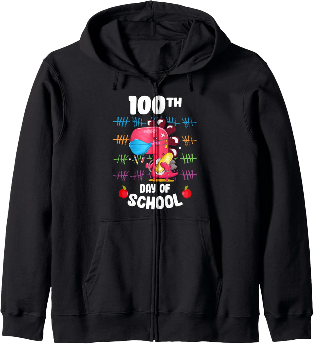 100th Day Of School Trex In Mask Virtual Schooling Gift Kapuzenjacke