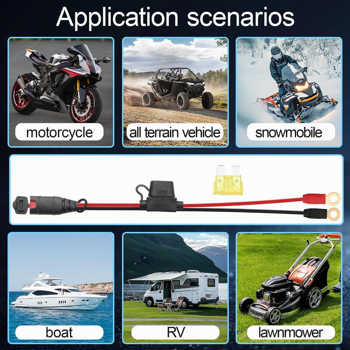 GC002 X-Connect M6 Ösenklemme, 20 A, Sicherung, permanentes Batterie-Ladekabel für Motorrad, ATV, UT