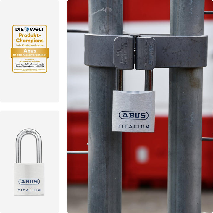 ABUS Titalium Vorhängeschloss 80TI/40HB40 gl.-8011 - gleichschliessend und mit hohem Bügel - leichte