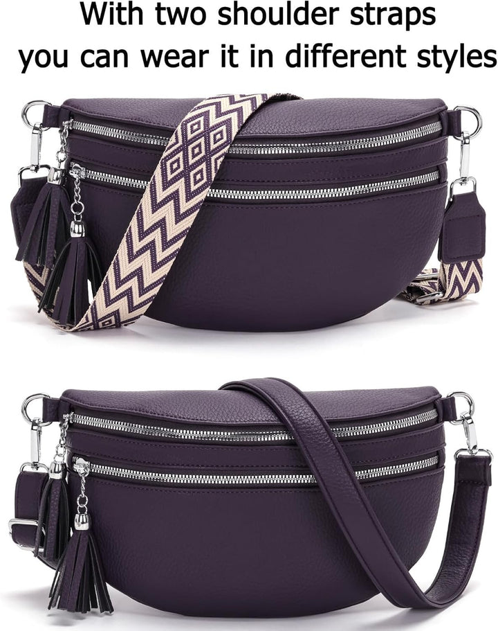 LANXINGLUO bauchtasche damen Lila umhängetasche damen mittelgross crossbody bag Mit Kreditkartenfach