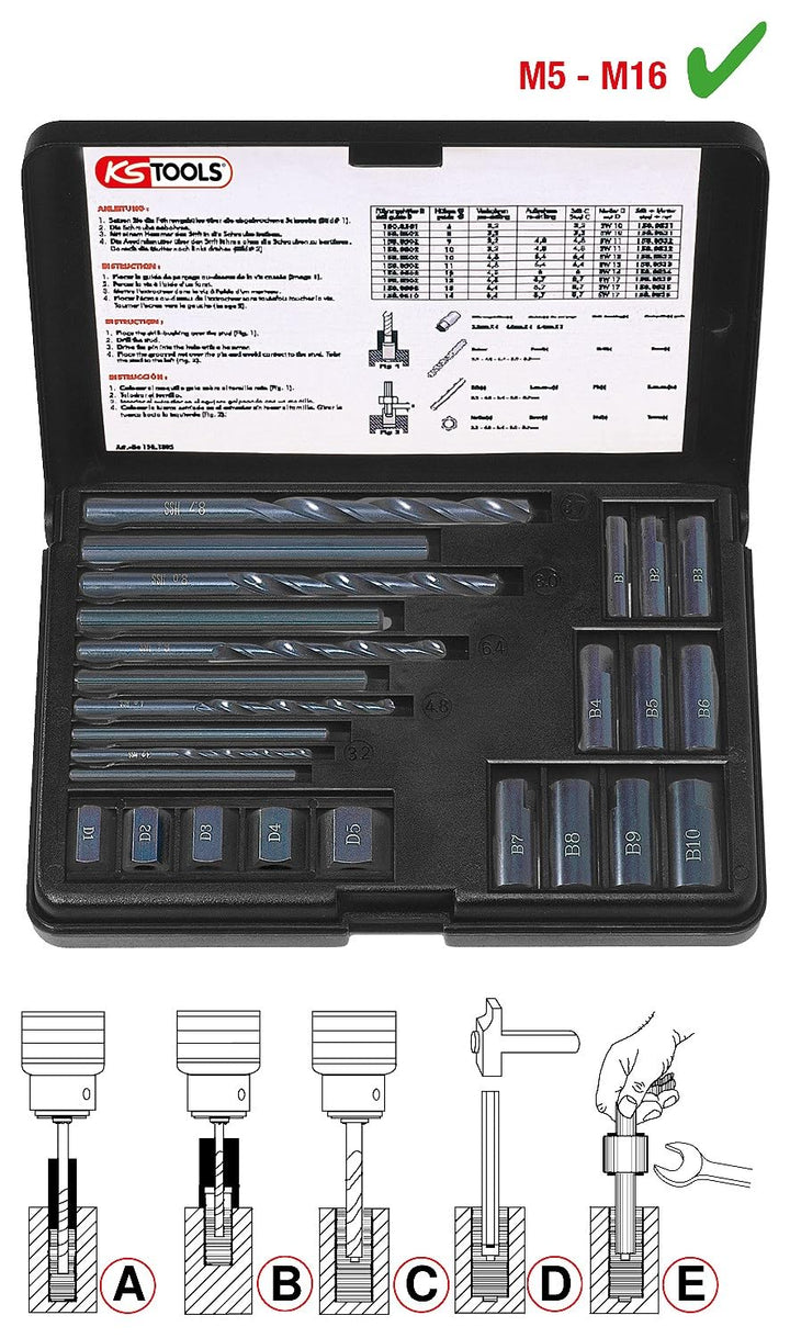 KS Tools 150.1305 Gewindeausdreh-Satz, 25-tlg Single, Single
