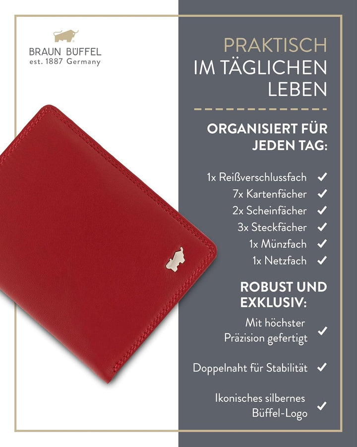 BRAUN BÜFFEL - Geldbörse Herren aus echtem Rindleder Golf 2.0 - Geldbeutel Portmonee für Männer mit