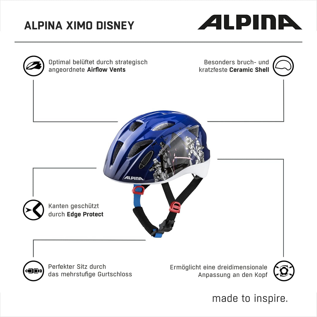 ALPINA XIMO - Leichter, Sicherer &amp; Bruchfester Fahrradhelm Mit Optionalen LED-Licht Für Kinder Star