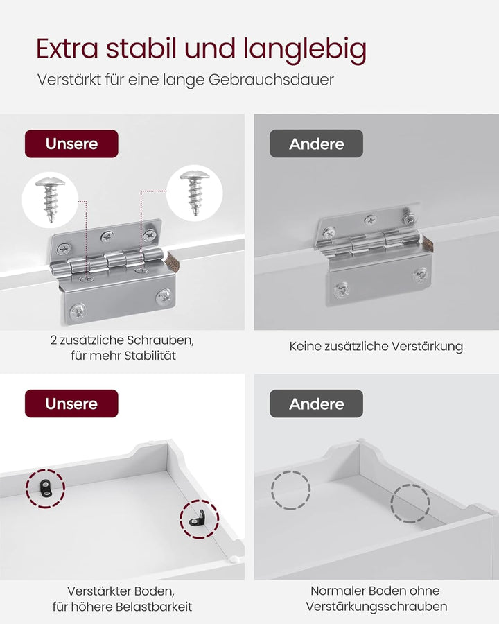 VASAGLE Schuhbank, Sitzbank mit Stauraum, Sitztruhe, 2 Sicherheitsscharniere, Aufbewahrungsschrank,