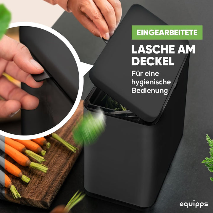 equipps Bio Mülleimer 6L | Komposteimer Küche für Bio Müll & Co | Mülleimer mit Geruchsfilter | Komp