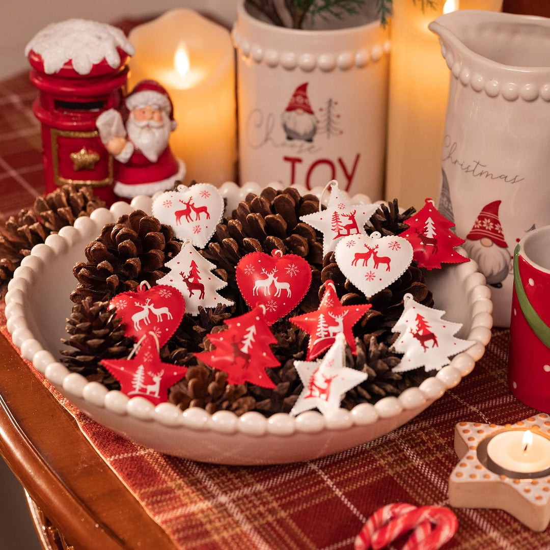 Valery Madelyn 18 Stück traditioneller Weihnachtsbaumschmuck in Rot und Weiss, hängende Weihnachtsan