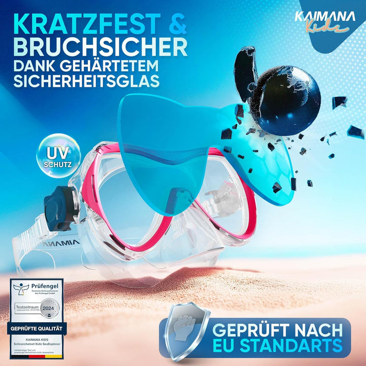 Das Neue KAIMANA® SeaExplorer Schnorchelset Kinder + Tragetasche, Taucherbrille mit Schnorchel, Tauc