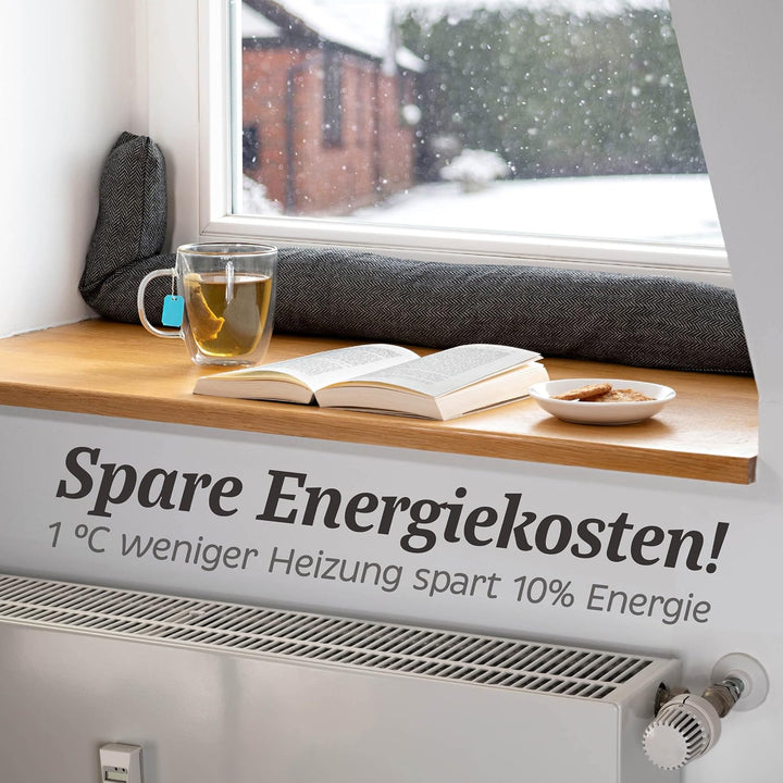 Praknu 2 Stück Zugluftstopper für Fenster bis 120cm - Waschbar - Energiesparend - Extra Lang & Schwe
