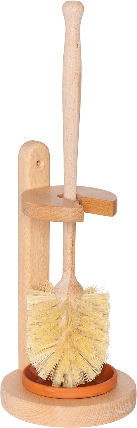 WC Bürste, Kosmetex Holz Klobürste mit WC Ständer aus Buchenholz, Bürste-Standard