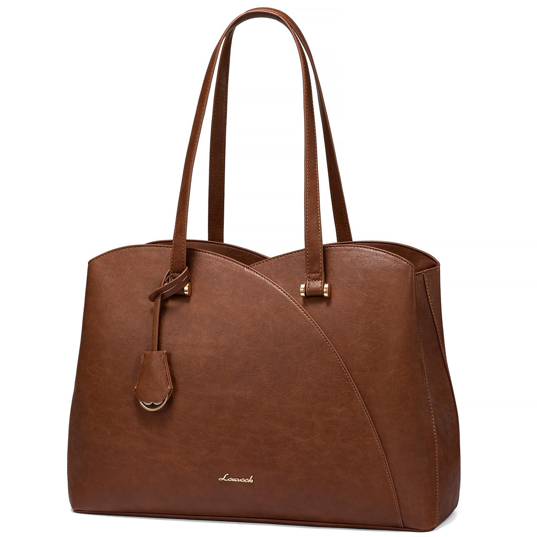 LOVEVOOK Shopper Damen Gross, 15,6 Zoll Laptoptasche Handtasche Arbeitstasche Bürotasche, PU Leder H