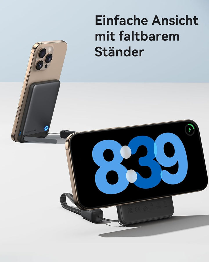 INIU Qi2-zertifizierte 20W Magnetische Powerbank, 5000mAh Ultra Slim Externe Batterie, Travel Wirele