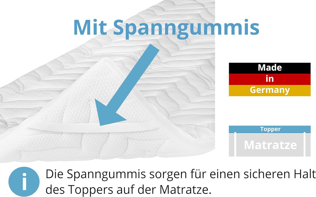 Meos® Gel-Schaum Topper 100x200 für Matratzen & Boxspringbett - Made in Germany - hohes RG50 - Bezug