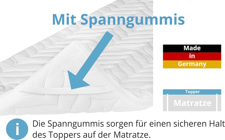 Meos® Gel-Schaum Topper 100x200 für Matratzen & Boxspringbett - Made in Germany - hohes RG50 - Bezug