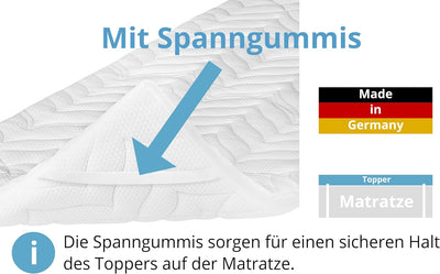 Meos® Gel-Schaum Topper 100x200 für Matratzen & Boxspringbett - Made in Germany - hohes RG50 - Bezug