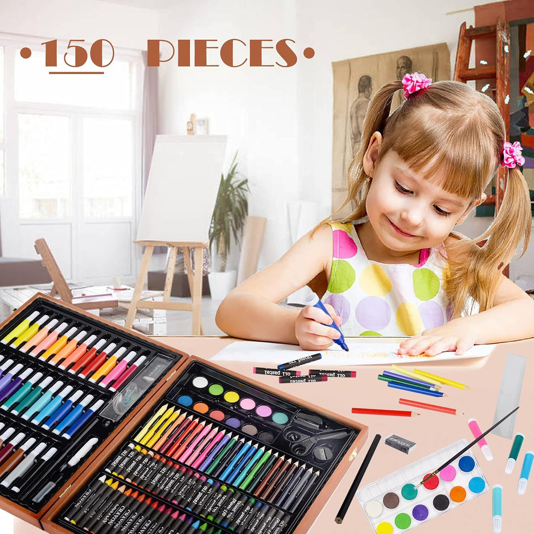 KINSPORY Premium Malkoffer Deluxe 150-teilig Malset für Kinder Anfänger Tolles Buntstifte Set, Wasse