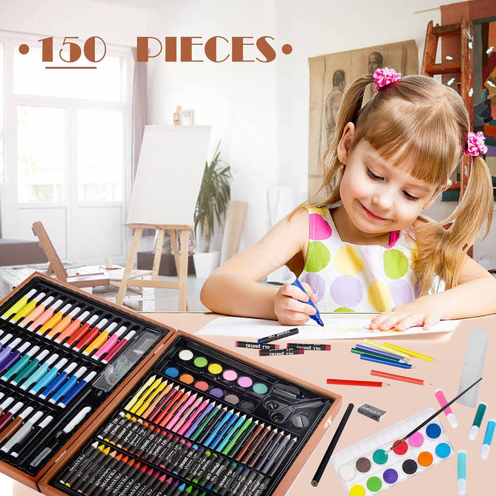 KINSPORY Premium Malkoffer Deluxe 150-teilig Malset für Kinder Anfänger Tolles Buntstifte Set, Wasse