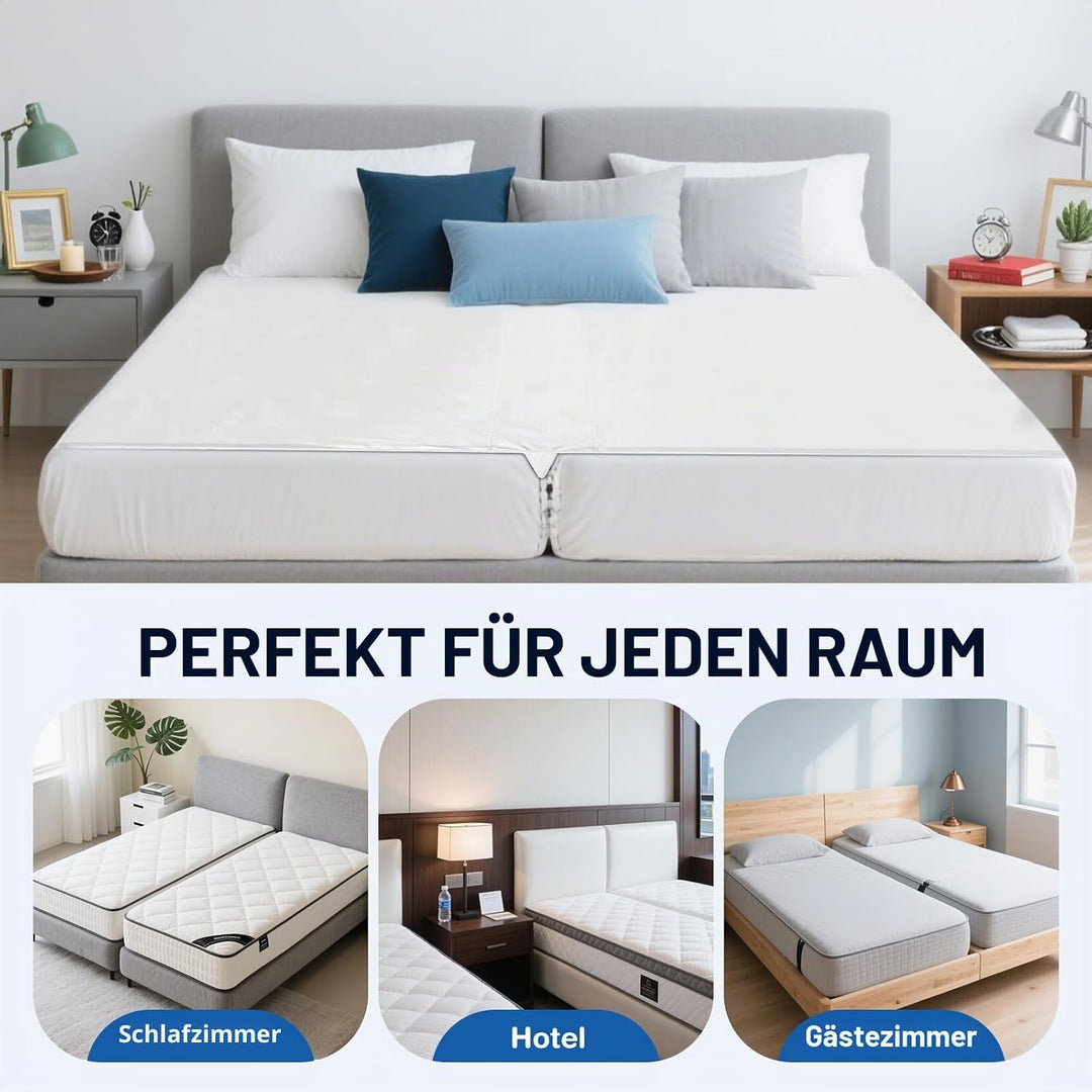 Liebesbrücke für Matratzen 180x200, Matratzenkeil Lückenfüller Bett mit Matratzenschoner Spanngurt,