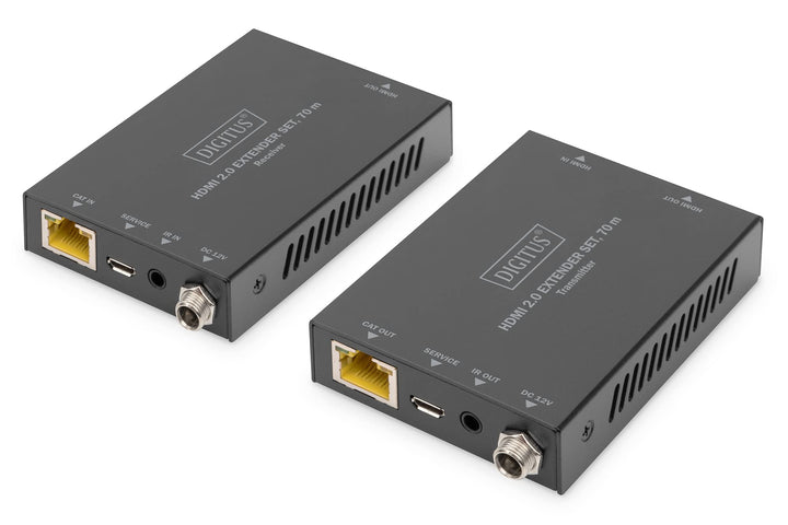 DIGITUS HDMI 2.0 Extender Set, 70 m 4K/60Hz, 18 Gbps, HDCP 2.2, HDR, PoC Ultra-HD / 4K@60Hz LAN Kabe