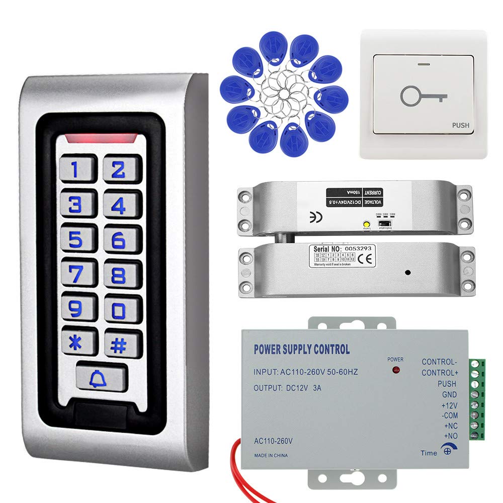 KDL RFID-Zutrittskontrollsystem-Kit wasserdichte Bedientastatur mit elektrischem 12-V-DC-Türschloss,
