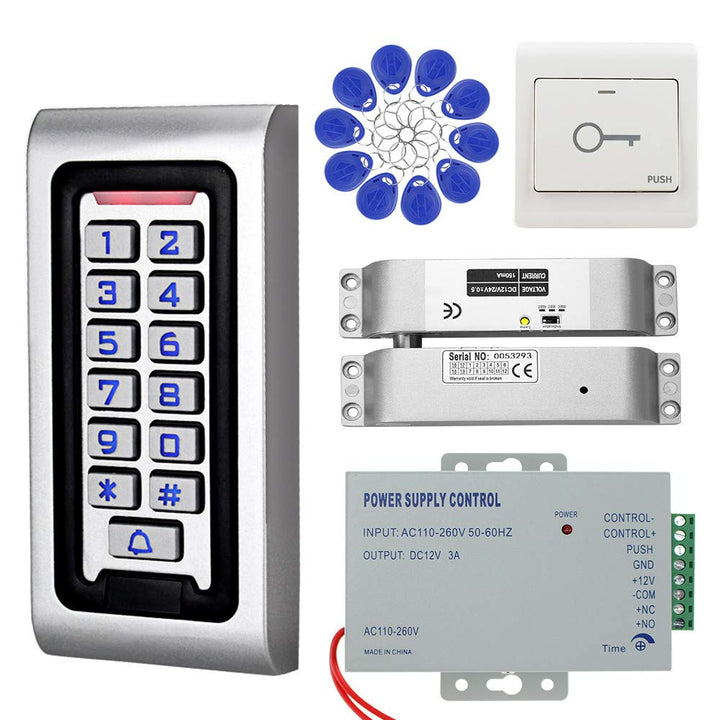 KDL RFID-Zutrittskontrollsystem-Kit wasserdichte Bedientastatur mit elektrischem 12-V-DC-Türschloss,