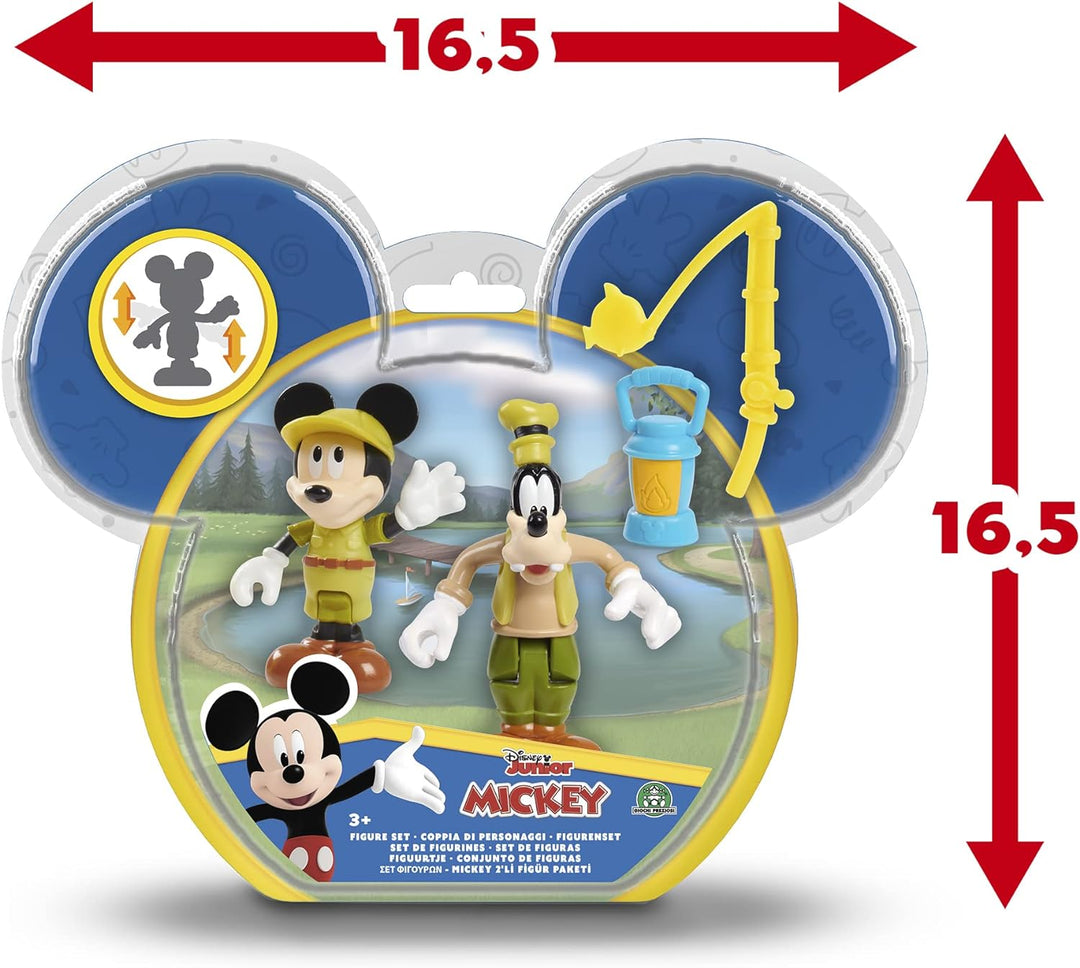 Giochi Preziosi Mickey, 2 bewegliche Figuren, 7,5 cm, mit Zubehör, Thema Camping, Spielzeug für Kind