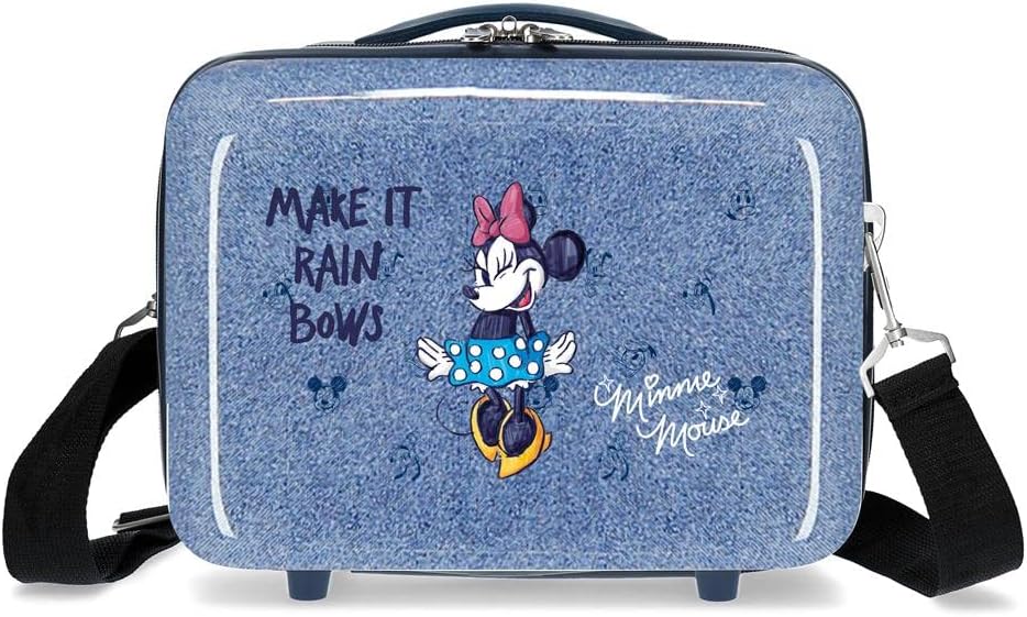 Disney Minnie Make it Rain Bows Verstellbarer Kulturbeutel mit Schultertasche, Blau, 29 x 21 x 15 cm