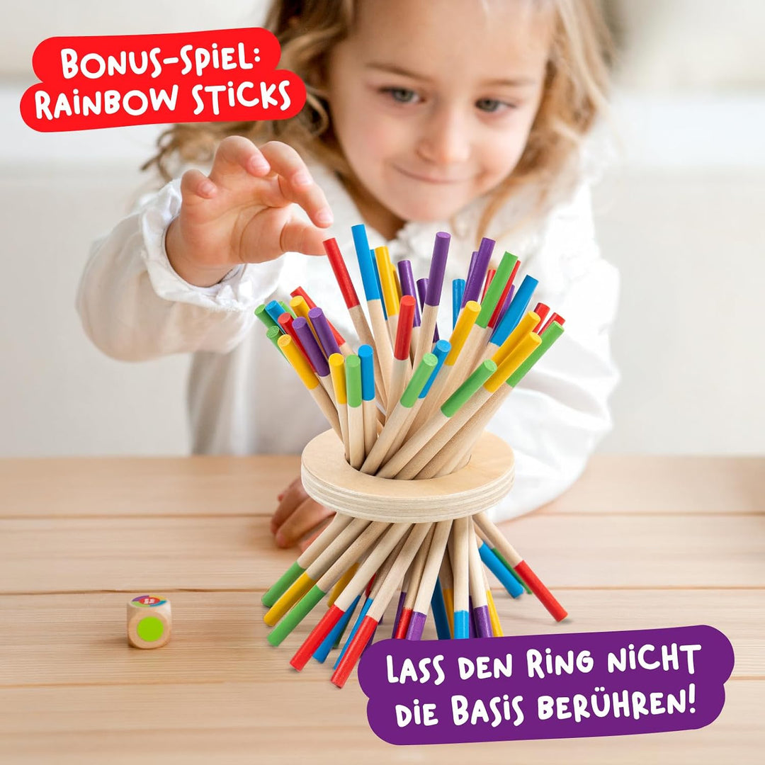 Nene Toys BALLFALL, Montessori Spielzeug ab 3 Jahren – Holzspiel für Kinder – Lernspiel mit Stäbchen