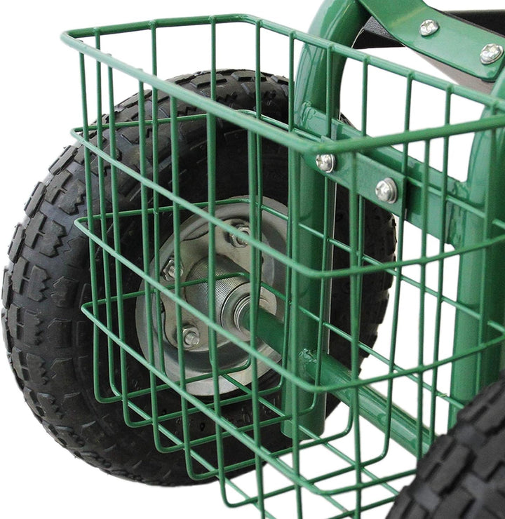 Gartensitz Fahrbarer Gartenwagen mit Sitz 150kg Sitzwagen Gartenhocker Rollwagen Rollsitz Gartenhelf