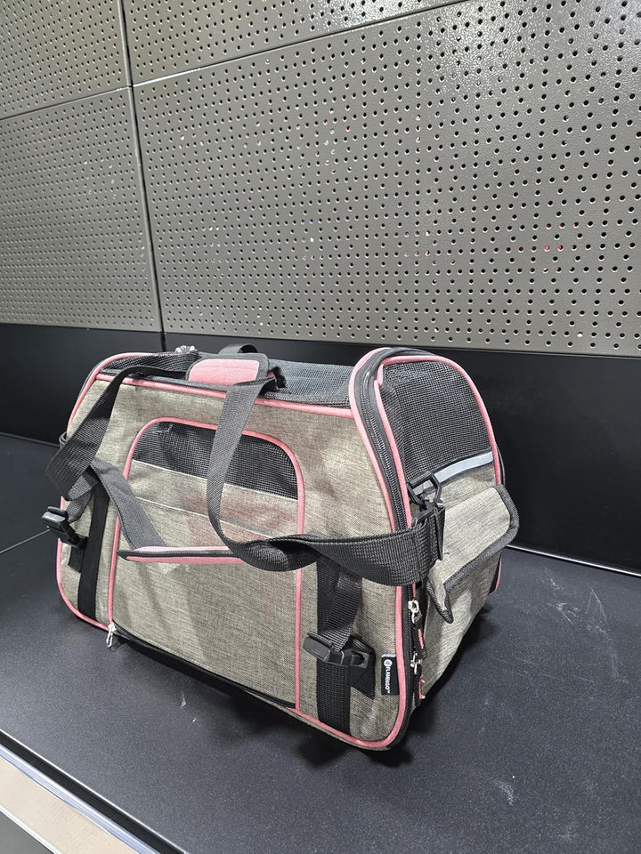 Hundetasche - Tragetasche Xandor Taupe – 48x25x33cm – Polyester – Reflektoren – Zubehöröffnung – Aut