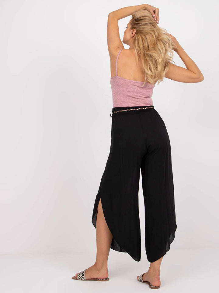 Weite Lockere Damenhose mit Geschlitztem Bein Damenhose mit Schlitzen Wickelbeinen, Luftig Leichte V