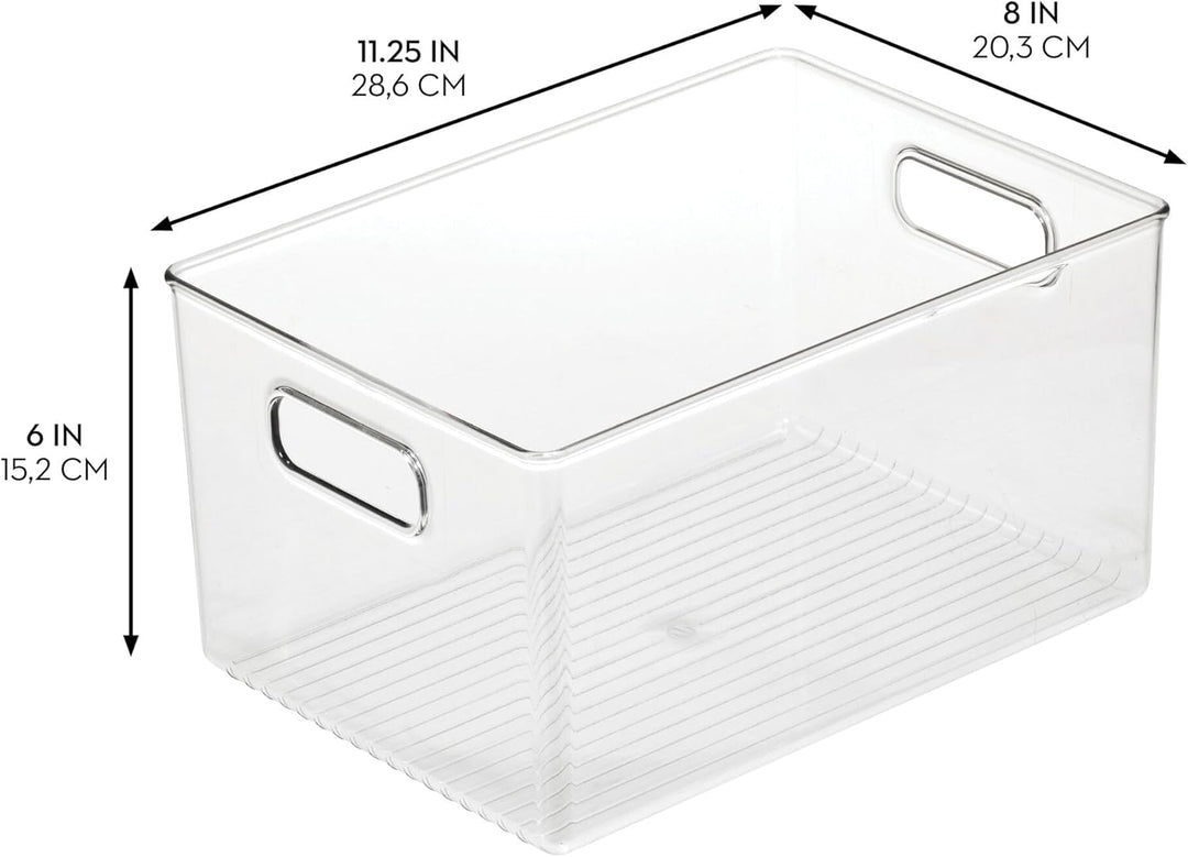 iDesign boîte de rangement à poignée, bac plastique extra-grand pour le placard ou le frigo, bac ali