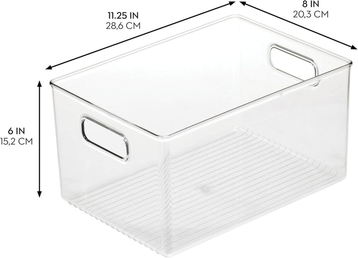 iDesign boîte de rangement à poignée, bac plastique extra-grand pour le placard ou le frigo, bac ali