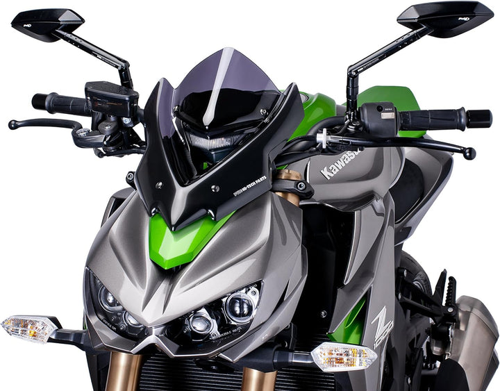 Puig 7011F Windschutzscheibe Cockpitverkleidung für Kawasaki Z1000 2014, Dunkel getönt, Medium Stark