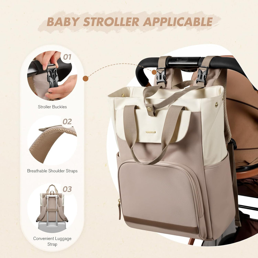 GOLF SUPAGS 25L Baby Wickelrucksack mit Tragbarer Wickelauflage und Kinderwagengurte, Lsoliertes Lun