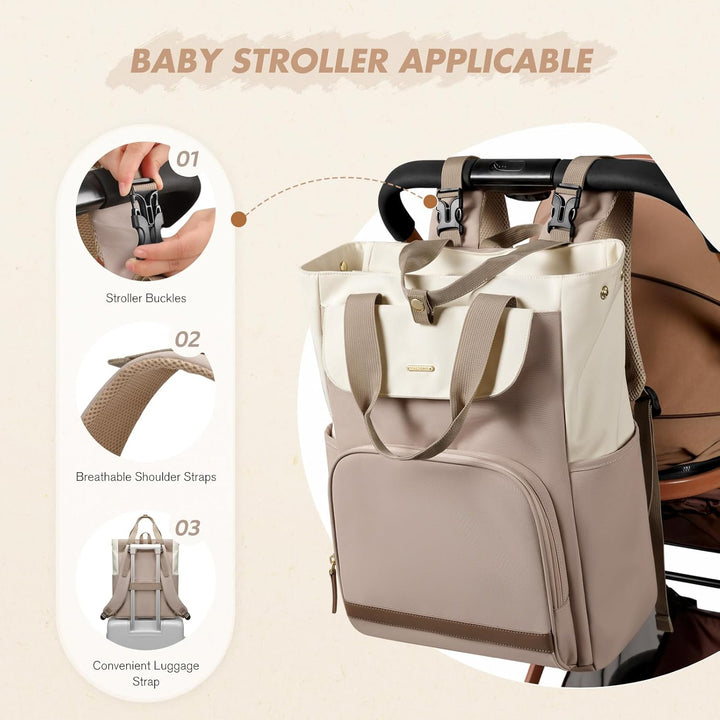 GOLF SUPAGS 25L Baby Wickelrucksack mit Tragbarer Wickelauflage und Kinderwagengurte, Lsoliertes Lun