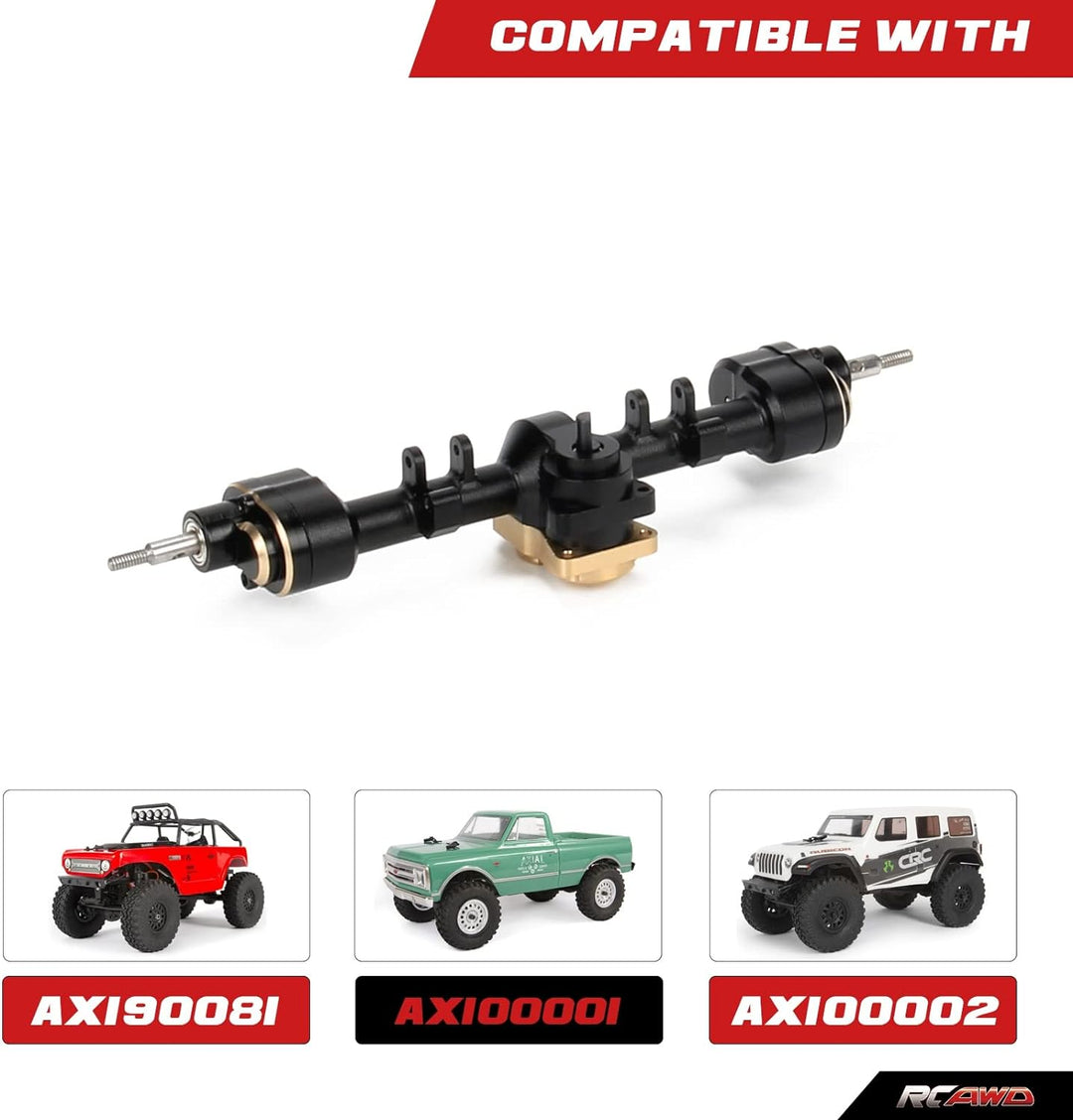 RCAWD RC Achsen Set ，Hinteres Portal-Achsengehäuse und Stahlgetriebe für Axial 1-24 SCX24 Crawler, v