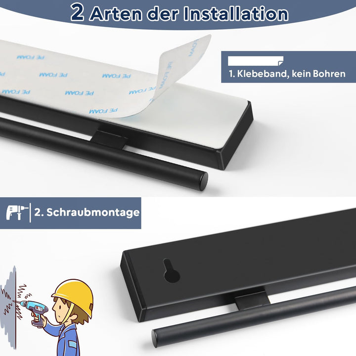 Dmore 59 cm Magnetleiste Messer mit 15 Haken, schwarzer Messerhalter magnetisch mit Hakenleiste, ext