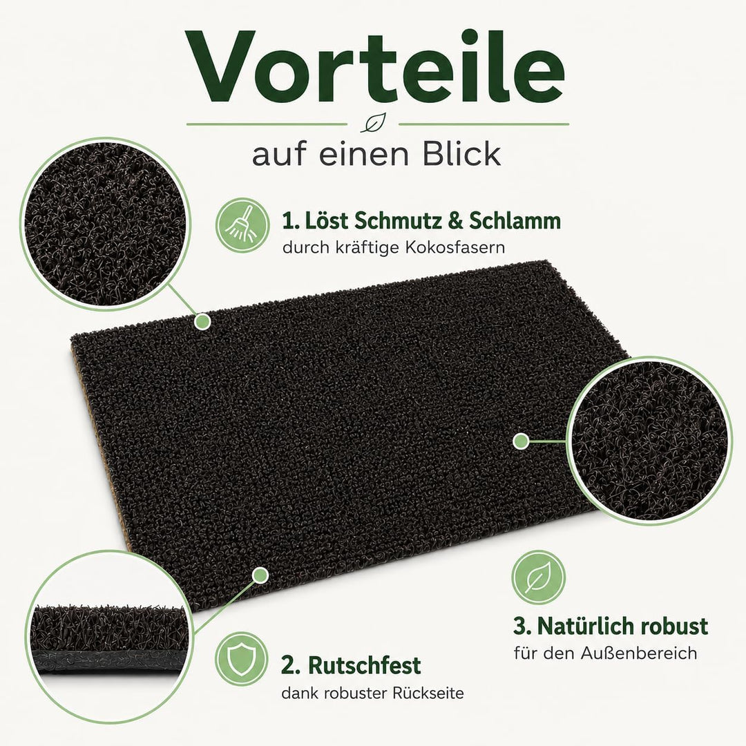 Entrando Fussmatte aus Kokos - optimale Türmatte für den Aussenbereich - rutschfest, wetterfest, für