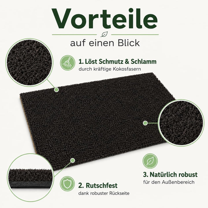 Entrando Fussmatte aus Kokos - optimale Türmatte für den Aussenbereich - rutschfest, wetterfest, für