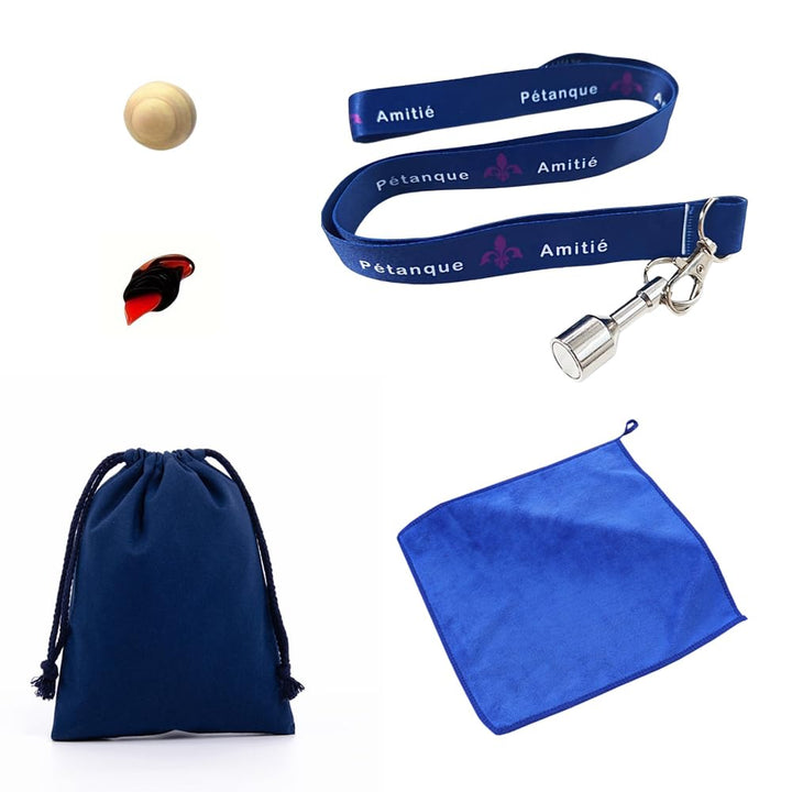 Set mit magnetischer Boulekugel, mit 1 Aufbewahrungstasche, 1 Pétanque-Schaufel, 1 Zielkugel, 1 Mess